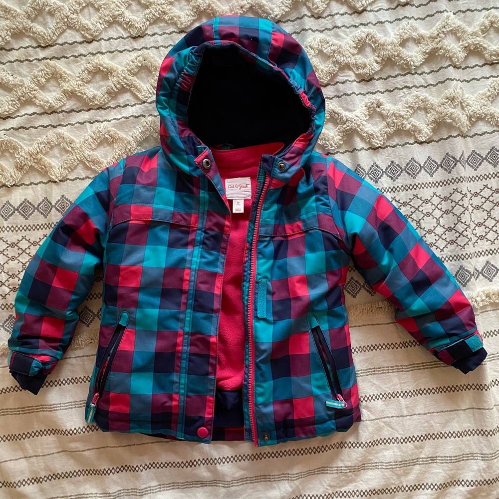 Cat & Jack Girls Winter Coat and Snow Bibs - 4T